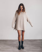 Robe-pull A.1 pour femme, coupe ample, col rond, motif torsadé, style polyvalent