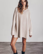 Robe-pull A.1 pour femme, coupe ample, col rond, motif torsadé, style polyvalent