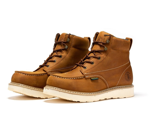 ROCKROOSTER Edgewood Men's 6 inch Brown steel toe waterproof wedge