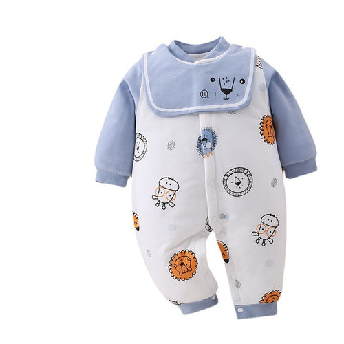 SnuggleZoo™ – Thick Winter Baby Onesie with Animal Print
