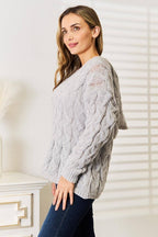 Woven Right Cable-Knit Hooded Sweater.