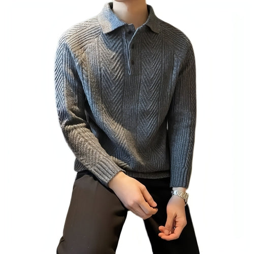 Winter Thermal Base Pullover Men's Sweater Casual Polo Collar Polo
