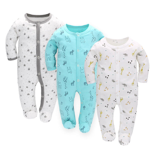 MiniSnug™ – Grenouillère à manches longues pour bébé avec imprimé animal