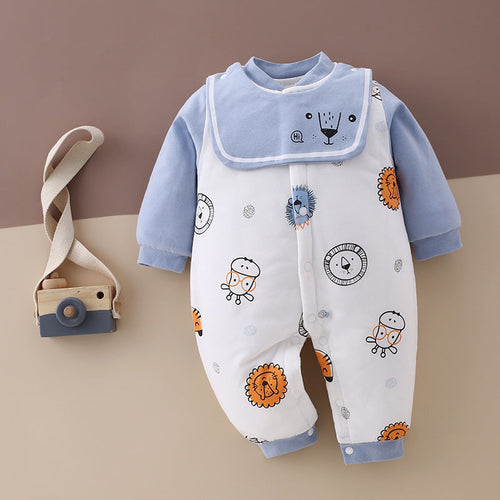 SnuggleZoo™ – Thick Winter Baby Onesie with Animal Print