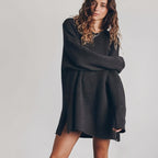 Robe-pull A.1 pour femme, coupe ample, col rond, motif torsadé, style polyvalent