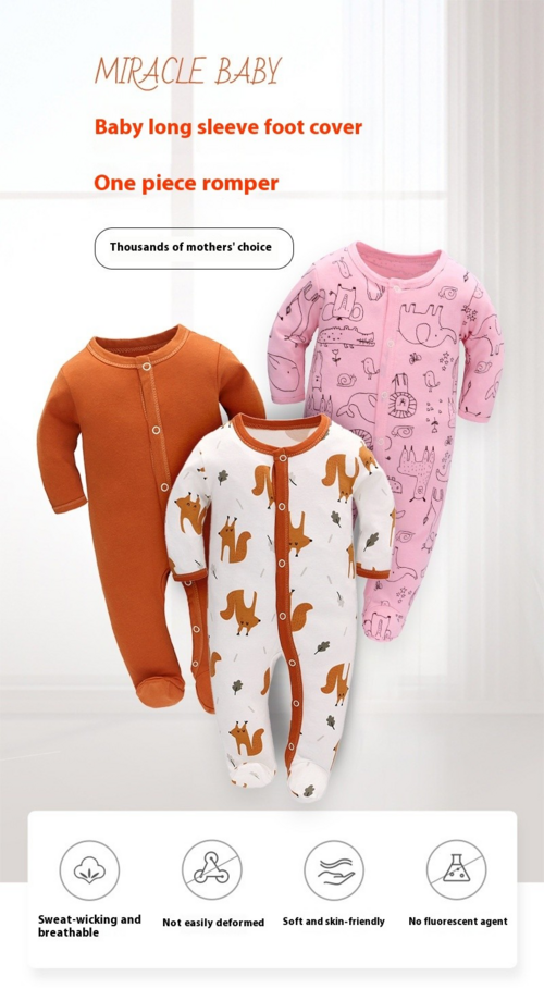MiniSnug™ – Grenouillère à manches longues pour bébé avec imprimé animal