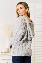 Woven Right Cable-Knit Hooded Sweater.