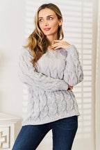 Woven Right Cable-Knit Hooded Sweater.