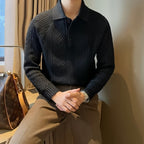 Winter Thermal Base Pullover Men's Casual Polo Collar Sweater
